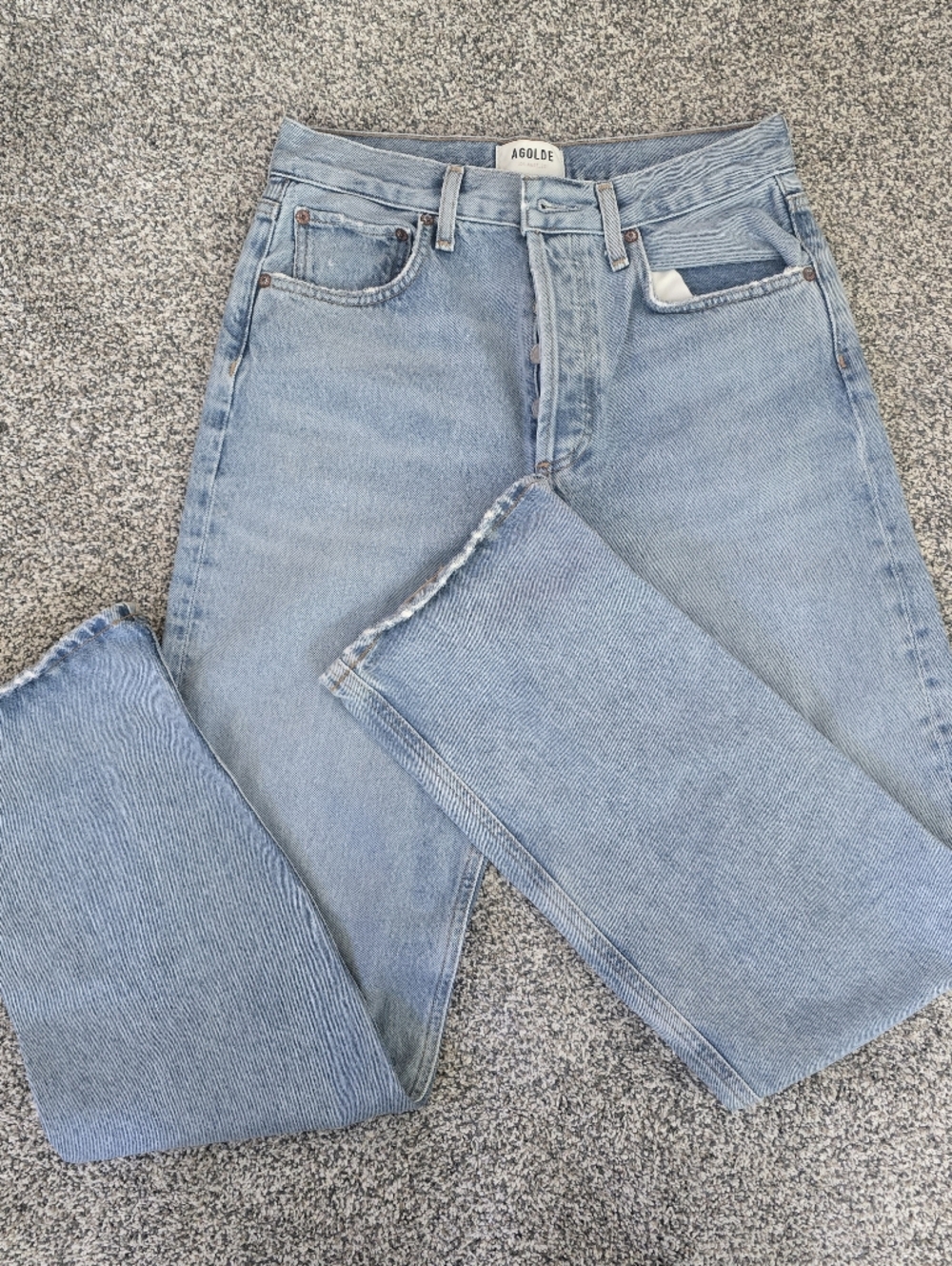 Agolde Fran High Waist Straight Leg Ligh Wash Jeans Button Up Size 24 Waist